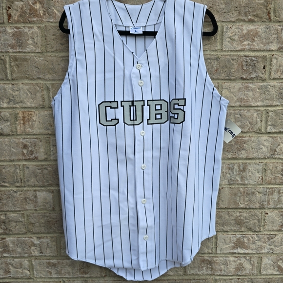 Vintage CHAMPRO SPORTS CUBS Button Up Sleeveless Jersey White Stripes #16 RARE - Picture 11 of 11